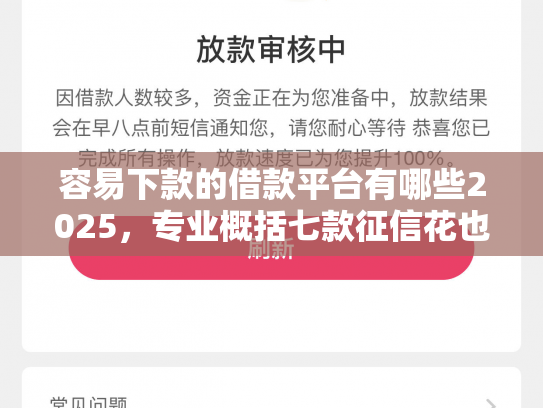 容易下款的借款平台有哪些2025，专业概括七款征信花也能下款平台