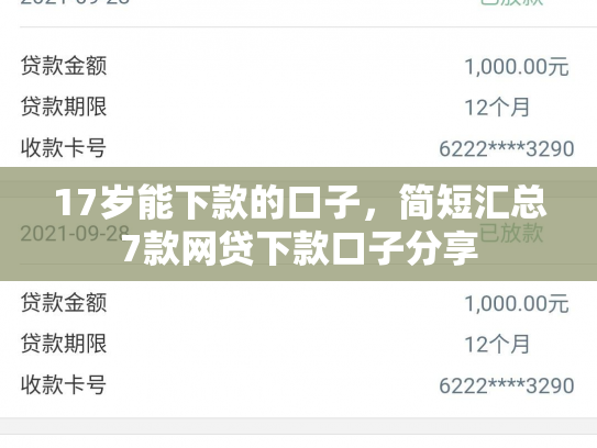 17岁能下款的口子，简短汇总7款网贷下款口子分享