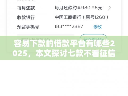 容易下款的借款平台有哪些2025，本文探讨七款不看征信必下款的平台