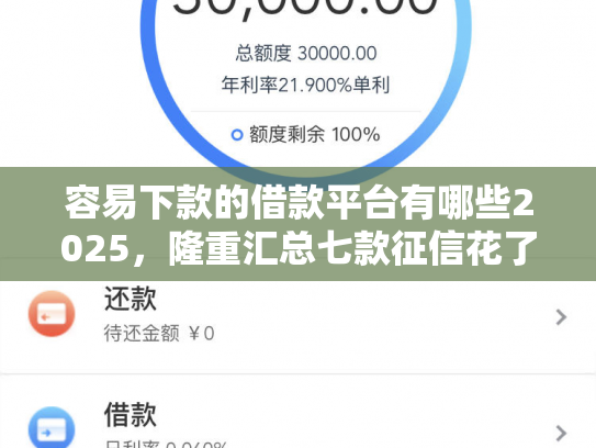 容易下款的借款平台有哪些2025，隆重汇总七款征信花了也能下款平台