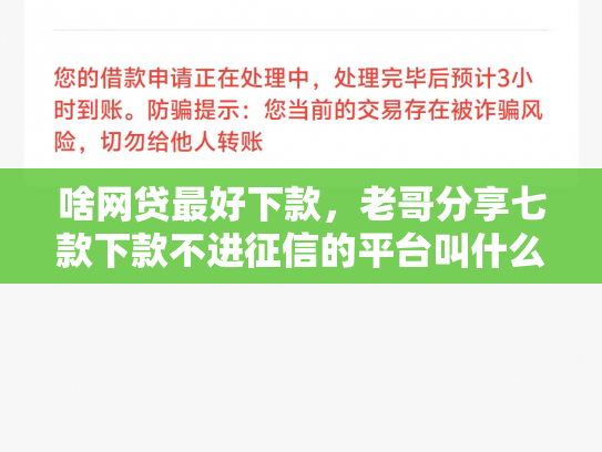 啥网贷最好下款，老哥分享七款下款不进征信的平台叫什么