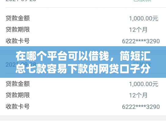 在哪个平台可以借钱，简短汇总七款容易下款的网贷口子分享