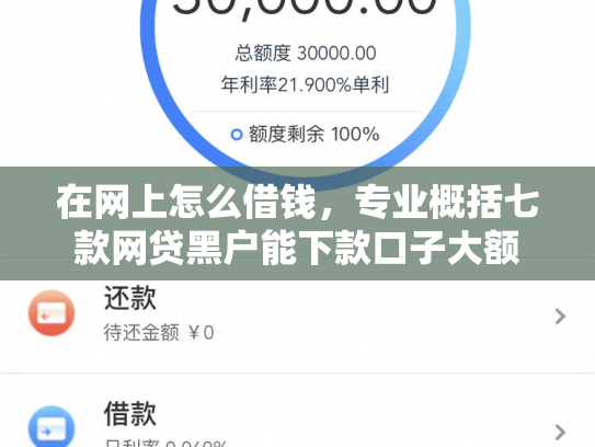 在网上怎么借钱，专业概括七款网贷黑户能下款口子大额
