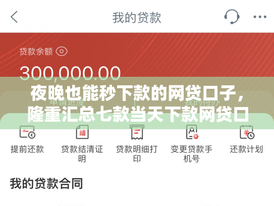 夜晚也能秒下款的网贷口子，隆重汇总七款当天下款网贷口子