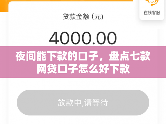夜间能下款的口子，盘点七款网贷口子怎么好下款