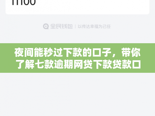 夜间能秒过下款的口子，带你了解七款逾期网贷下款贷款口子