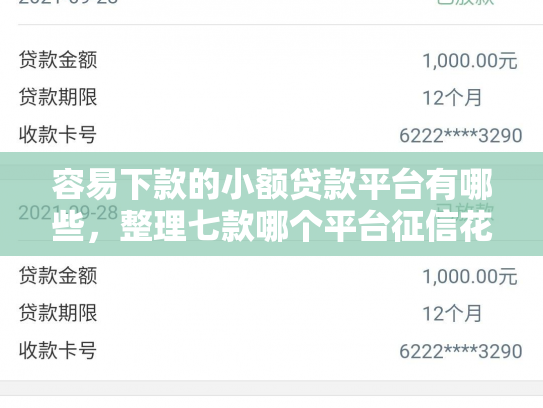 容易下款的小额贷款平台有哪些，整理七款哪个平台征信花能下款的