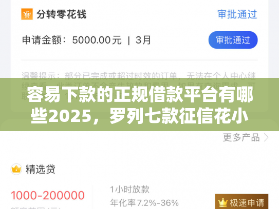 容易下款的正规借款平台有哪些2025，罗列七款征信花小额平台能下款吗