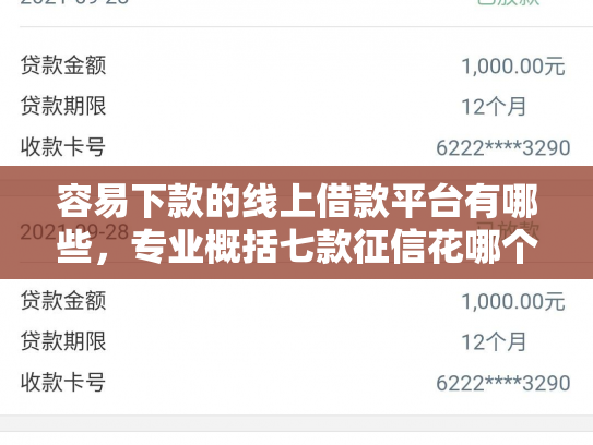 容易下款的线上借款平台有哪些，专业概括七款征信花哪个平台好下款快
