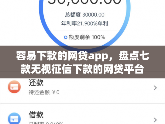 容易下款的网贷app，盘点七款无视征信下款的网贷平台