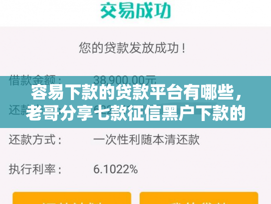 容易下款的贷款平台有哪些，老哥分享七款征信黑户下款的平台