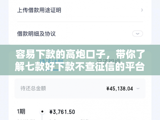 容易下款的高炮口子，带你了解七款好下款不查征信的平台
