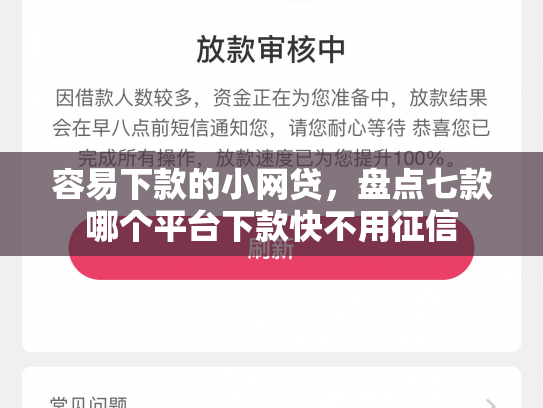 容易下款的小网贷，盘点七款哪个平台下款快不用征信