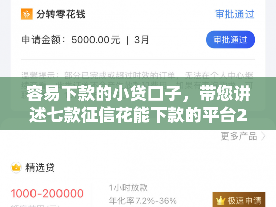 容易下款的小贷口子，带您讲述七款征信花能下款的平台2025