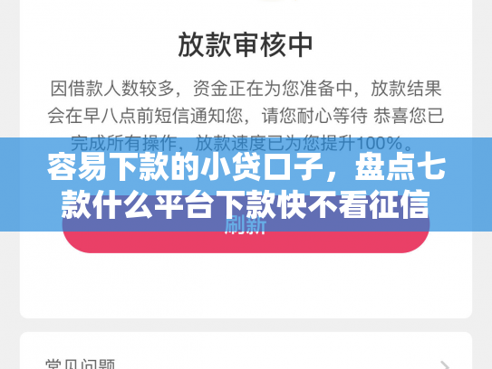 容易下款的小贷口子，盘点七款什么平台下款快不看征信