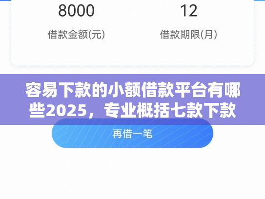容易下款的小额借款平台有哪些2025，专业概括七款下款不看征信的网贷平台