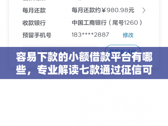容易下款的小额借款平台有哪些，专业解读七款通过征信可以下款的平台