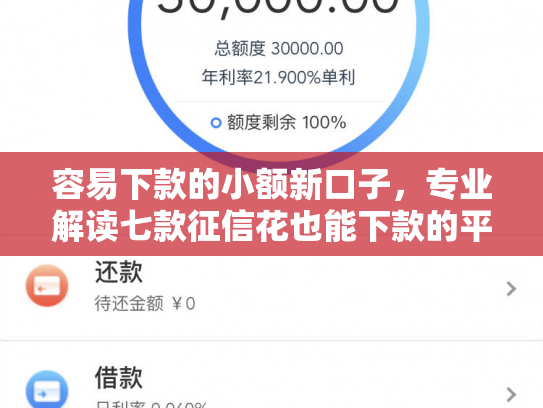 容易下款的小额新口子，专业解读七款征信花也能下款的平台