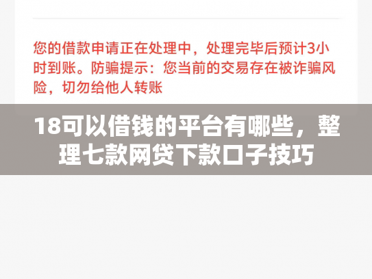 18可以借钱的平台有哪些，整理七款网贷下款口子技巧
