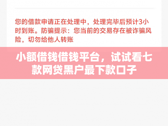 小额借钱借钱平台，试试看七款网贷黑户最下款口子