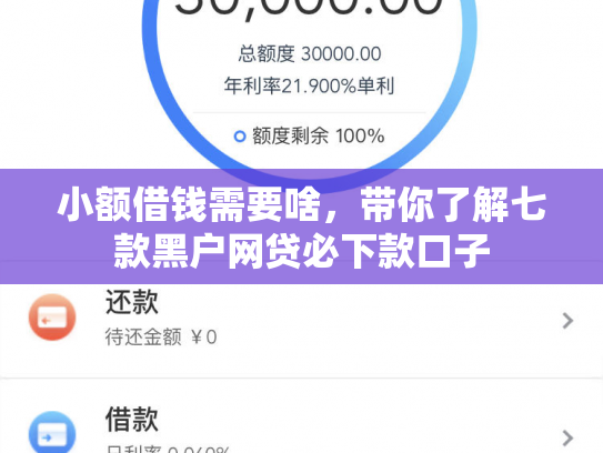 小额借钱需要啥，带你了解七款黑户网贷必下款口子
