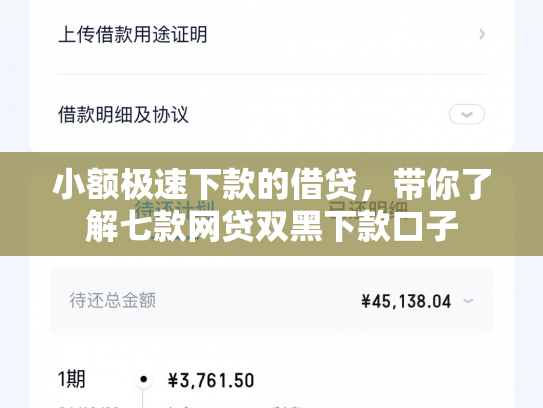 小额极速下款的借贷，带你了解七款网贷双黑下款口子