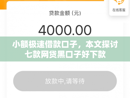小额极速借款口子，本文探讨七款网贷黑口子好下款