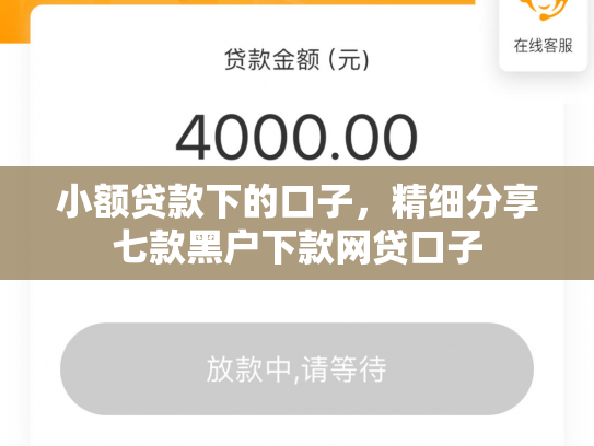 小额贷款下的口子，精细分享七款黑户下款网贷口子