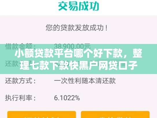 小额贷款平台哪个好下款，整理七款下款快黑户网贷口子