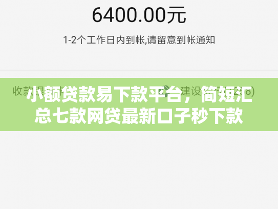 小额贷款易下款平台，简短汇总七款网贷最新口子秒下款