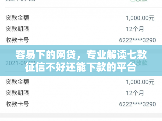 容易下的网贷，专业解读七款征信不好还能下款的平台