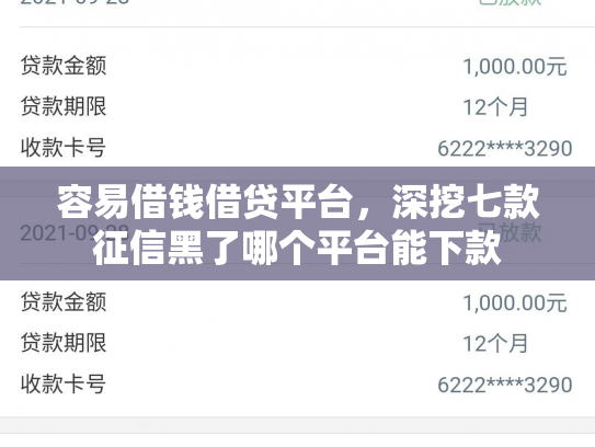 容易借钱借贷平台，深挖七款征信黑了哪个平台能下款