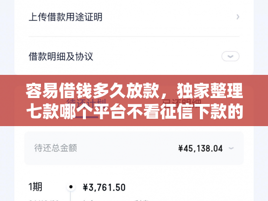 容易借钱多久放款，独家整理七款哪个平台不看征信下款的