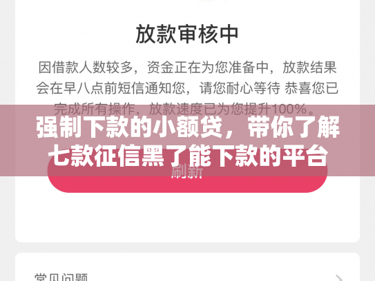 强制下款的小额贷，带你了解七款征信黑了能下款的平台