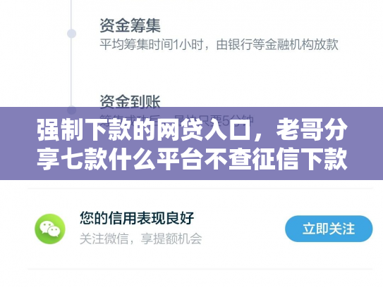 强制下款的网贷入口，老哥分享七款什么平台不查征信下款快
