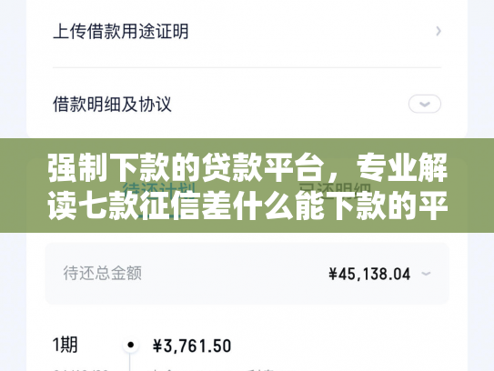 强制下款的贷款平台，专业解读七款征信差什么能下款的平台