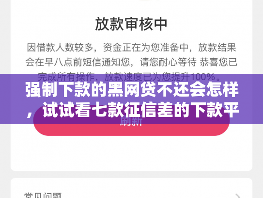强制下款的黑网贷不还会怎样，试试看七款征信差的下款平台有哪些