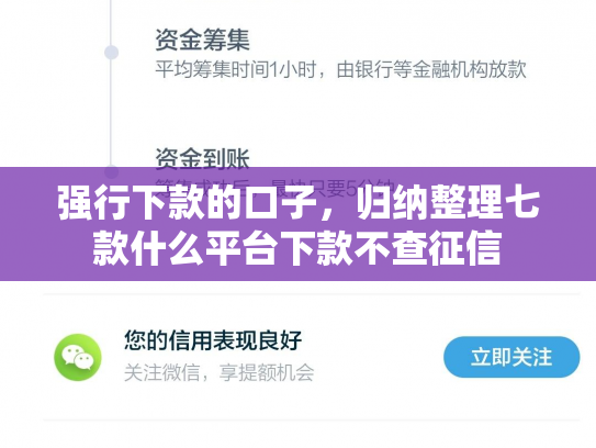 强行下款的口子，归纳整理七款什么平台下款不查征信