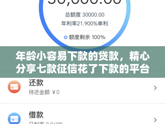 年龄小容易下款的贷款，精心分享七款征信花了下款的平台