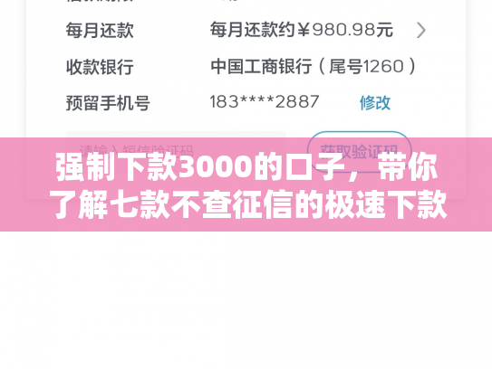 强制下款3000的口子，带你了解七款不查征信的极速下款平台