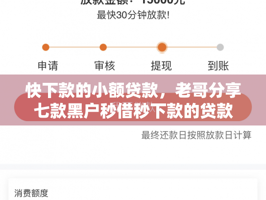 快下款的小额贷款，老哥分享七款黑户秒借秒下款的贷款