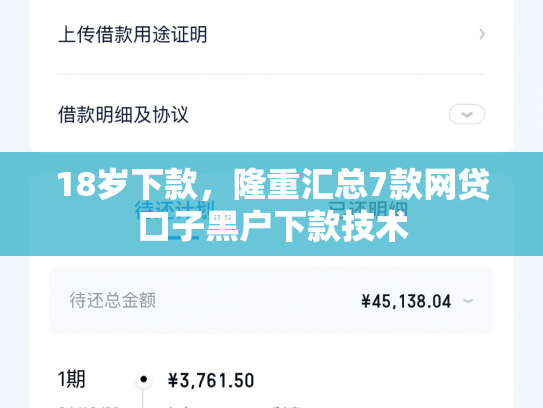 18岁下款，隆重汇总7款网贷口子黑户下款技术
