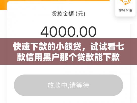 快速下款的小额贷，试试看七款信用黑户那个贷款能下款