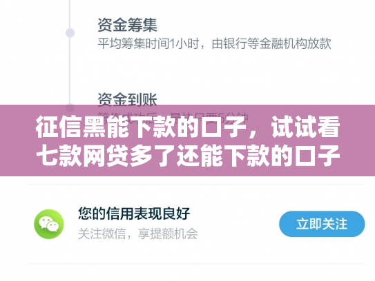 征信黑能下款的口子，试试看七款网贷多了还能下款的口子