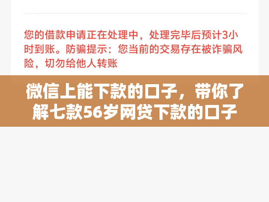 微信上能下款的口子，带你了解七款56岁网贷下款的口子