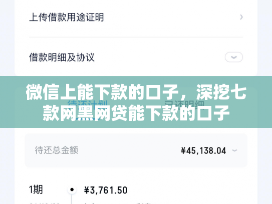 微信上能下款的口子，深挖七款网黑网贷能下款的口子