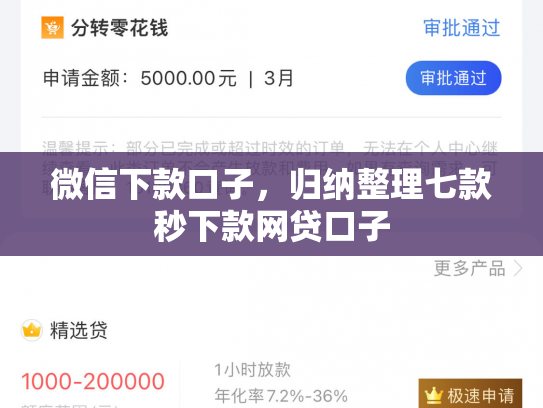 微信下款口子，归纳整理七款秒下款网贷口子