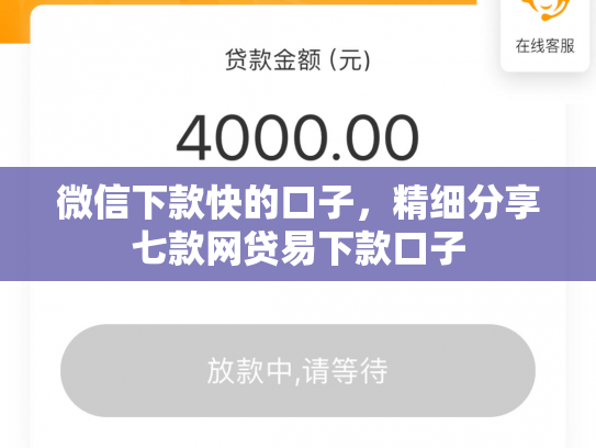 微信下款快的口子，精细分享七款网贷易下款口子