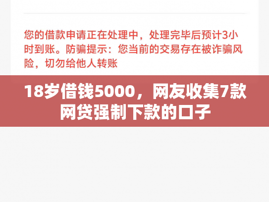 18岁借钱5000，网友收集7款网贷强制下款的口子