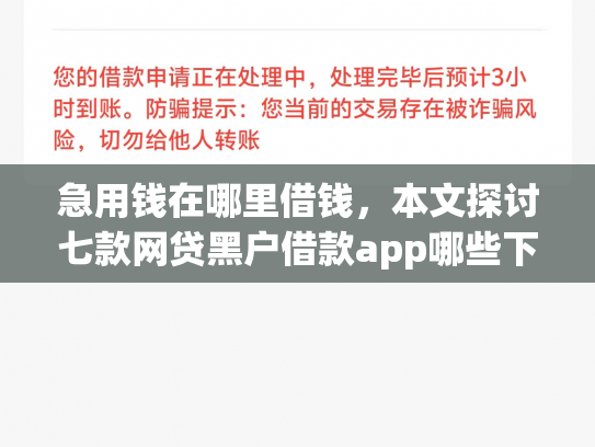 急用钱在哪里借钱，本文探讨七款网贷黑户借款app哪些下款快